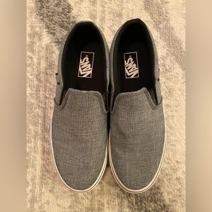 Vans Men’s Slip On Shoes Sneakers Causal Light Gray Canvas Size 8.5